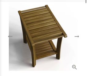 LBMBMO Teak Wood Shower Bench  20"Wide - Bathroom/spa/tub Teak Shower Stool seat w/Shelf & arms, Waterproot Heavy Duty Teak Wooden Shave Bench (14in)