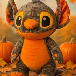 Build-A-Bear Halloween Stitch Plush Gray Orange Disney Lilo & Stitch, 10x18”