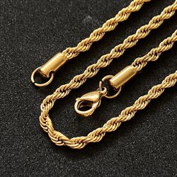 Gold-Plated Rope Chain / 3mm 20”