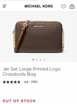 Michael Kors Brown Jet Set Large Printed Logo Crossbody Bag