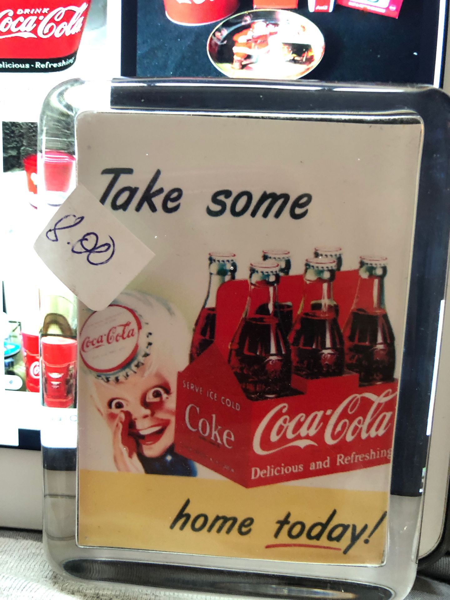 Waterfall Glass collection Paperweight with Coca-Cola ad