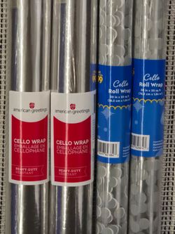 2 American Greetings (heavy duty)/2 Dollar Store Cellophane Wrap Rolls (Price for 4 Rolls)