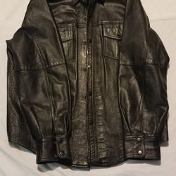 Hot Leathers Leather Shirt Jacket. Size Large
