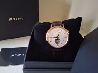 Bulova Authentic Leather Automatic Luxury Gold Watch