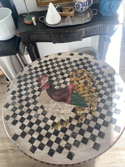 32” Bistro Table  Hand Painted  Rod Iron Base