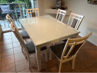 Dining Table Set + 6 Chairs + Custom Glass Top (MOVING SALE!)
