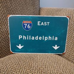 PHILADELPHIA 76 EAST METAL SIGN.  12" X *8". NEW. PICKUP ONLY.