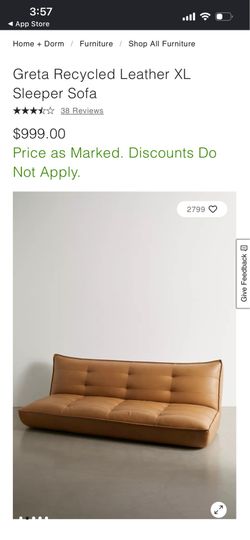 Leather XL Sleeper Sofa Urban Outfitters