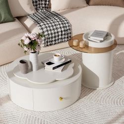  2 PIECE COFFEE TABLE CREAM