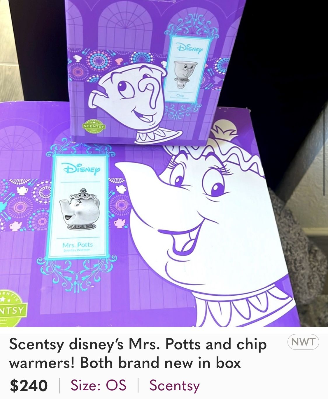 Scentsy Warmers NIB Mrs Potts And Chip disney