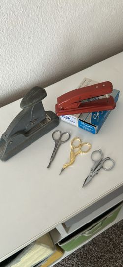 Vintage desk stapler and supplies