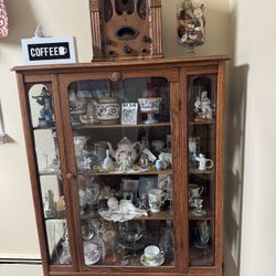 Antique Tiger Oak China Cabinet /curio Must Go Asap !