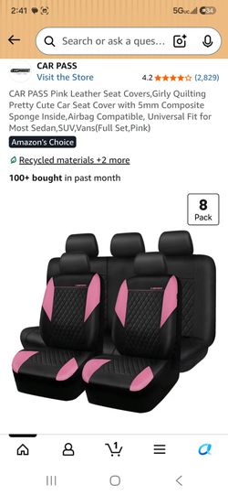Brand New In Box Universal Fit Pink Leather Seat Covers