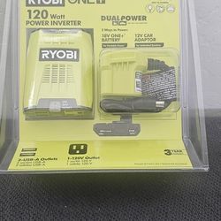 
Ryobi one 18v 120 watt 12v automotive power inverter with dual USB ports