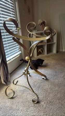 Gold Hand Painted Living Room Table with Glass Top