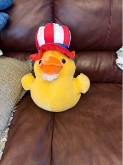Funny Patriotic Duck Plush with Uncle Sam Hat