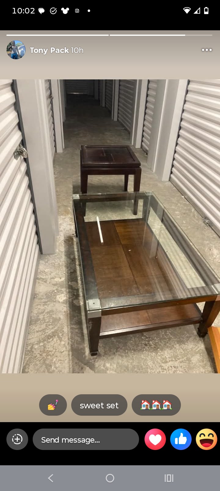 Glass and wood coffee table/one end table