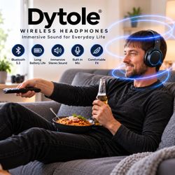NEW Dytole Wireless TV Headphones w/ Charging Dock & Transmitter – 65Hr Battery