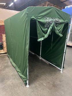 PORTABLE MOTORCYCLE STORAGE GARDEN CANOPY COVER GARAGE TOOL SHED 5X10 W/SHELVES New Factory Sealed
