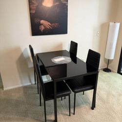 5-Piece Glass Dining Set – Table + 4 Chairs