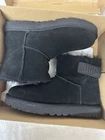 UGG size 9 Womens Mini Bailey Logo Strap Suede Boots Black model 1123621 (37050)