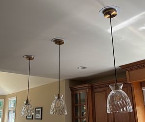 3 Gold And Glass Pendant Lights Nice! 