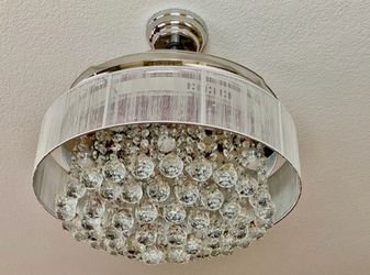 Crystal chandelier ceiling fan with clear blades