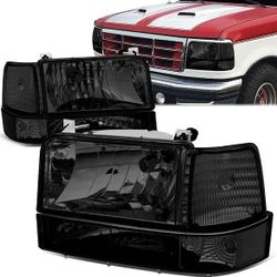 LA Zona Auto Parts 1992 to 1996 Ford F150 F250 F350 Bronco Headlights Chrome Luces Micas Calaveras Faros 