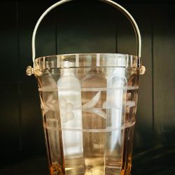 Vintage Rose Colored Glass Ice Bucket 