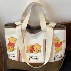 Tote bag Disney Winnie the Pooh Retro Cartoon Handbag Brown color