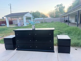 Black dresser + nightstands