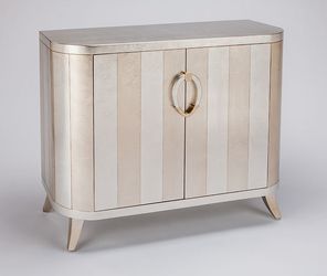 Silverleaf and Champagne Strip Accent Cabinet by Artmax