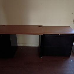 Desk With Drawers Excellent Condition Two Piece Set