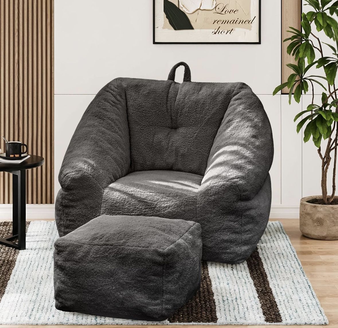 Bean Bag Chair with Ottoman, Comfortable Bean Bag Chairs for Adults