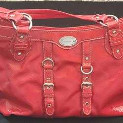 Vtg Nine West Red Shoulder Purse Faux Leather 15"X10"(purse Size)