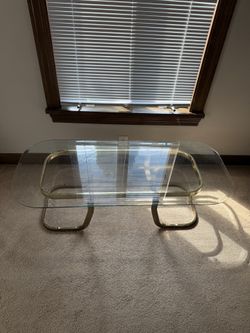 Glass / Gold Colored Floor Table 