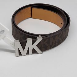 Michael Kors MK Brown and Silver Belt MK Log Size XL