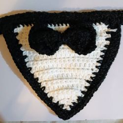 Handmade Crochet Dog Tuxedo Bandana 