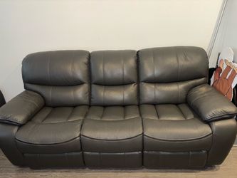 Dark Gray Leather Reclining Sofa