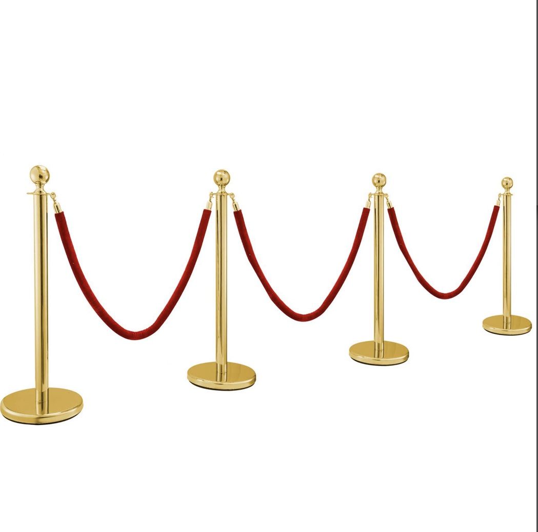 BestEquip 8PCS Gold Stanchion Posts Queue, 38 Inch Red Velvet Rope,