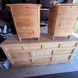 Solid Wood Dresser And Two Nightstands
