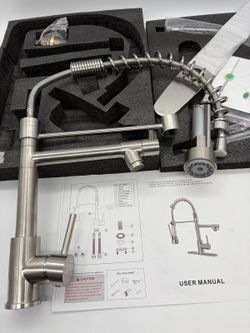 Kitchen Sink Faucet Pull Down Sprayer Single Handle High Arc Deck Mount New