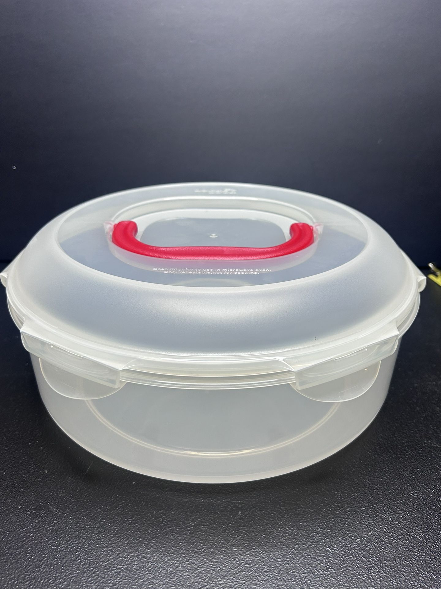 lock & lock round container - red handle 12" HSN 954H 23 cup - new