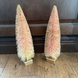 Two Target Opalhouse Pink and Gold Christmas Trees