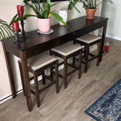 Console Table And 3 Stools 