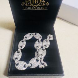 Mens 12mm Gucci Link Bracelet Solid 925 Sterling Silver ICY CZ 6-9 Hip Hop