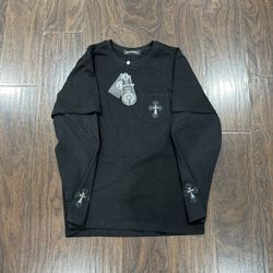 Chrome hearts black long sleeve with silver crosses