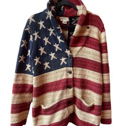 Ralph Lauren Denim & Supply American flag knit cardigan sweater XL  D Measurements laid flat: Length:28” Chest:21” Sleeves:25”  Gently used in good co