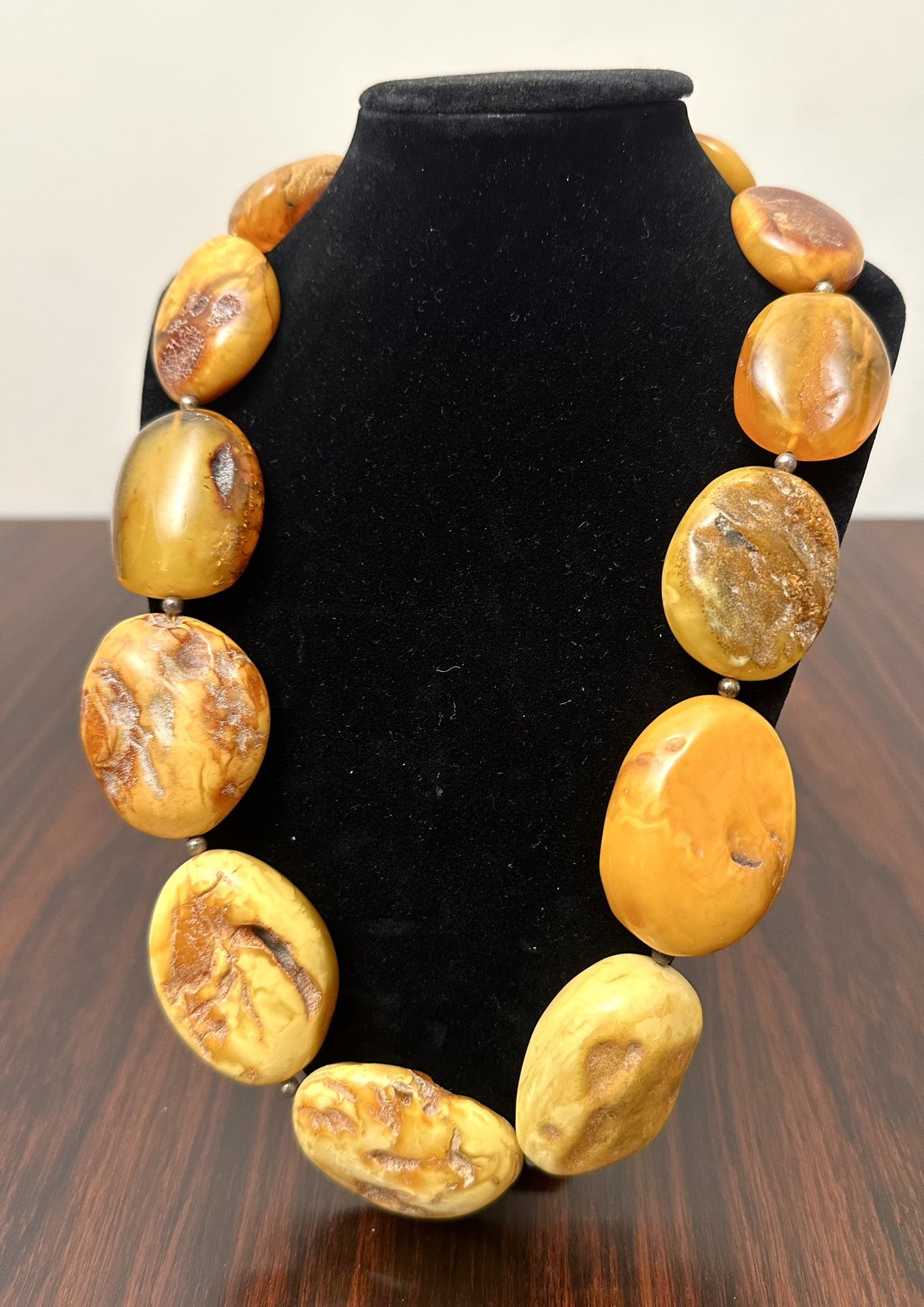 Huge Natural Carved Butterscotch Baltic Amber Necklace 171g