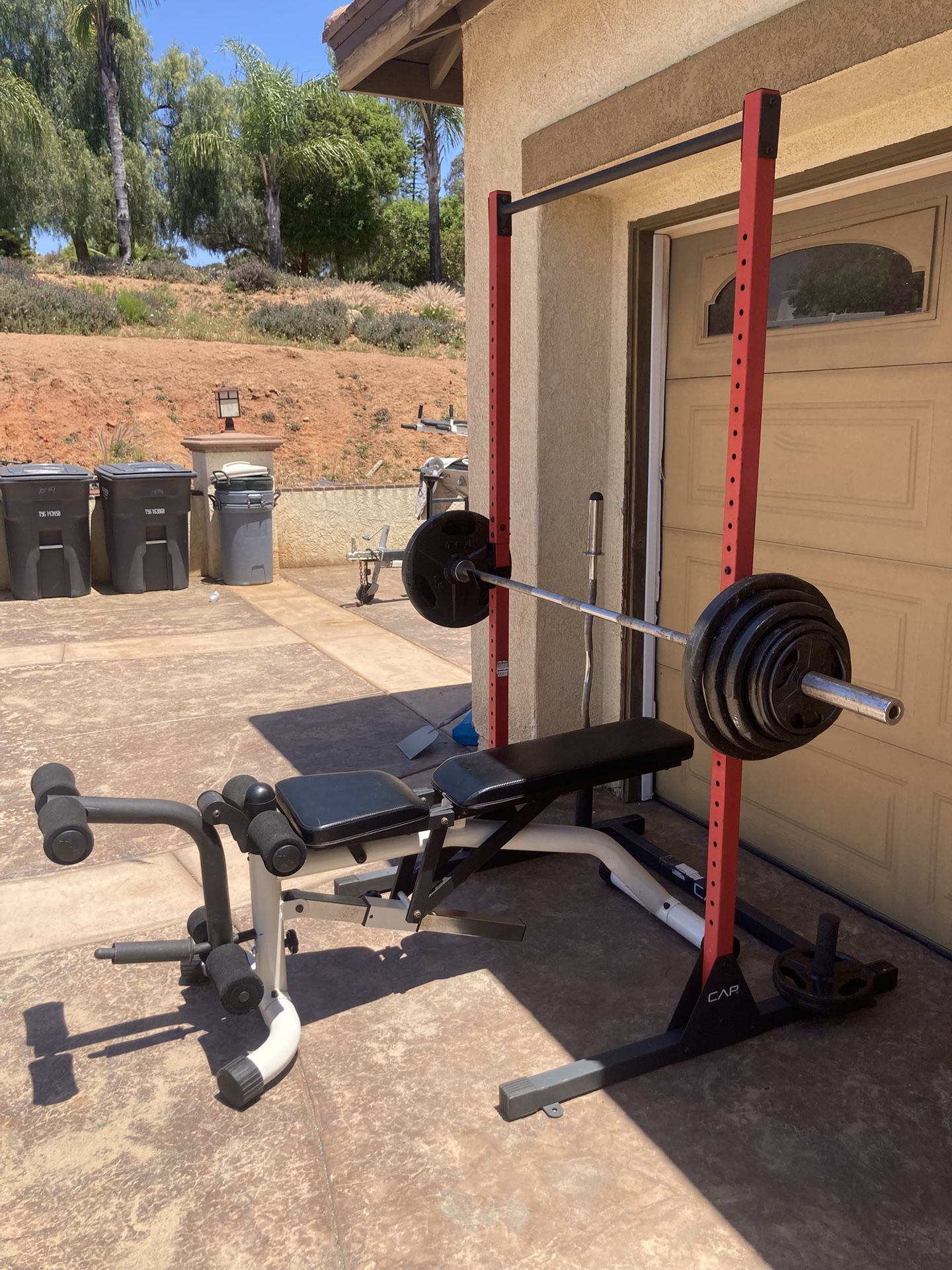 Weight Set Tower And Adjustable Bench